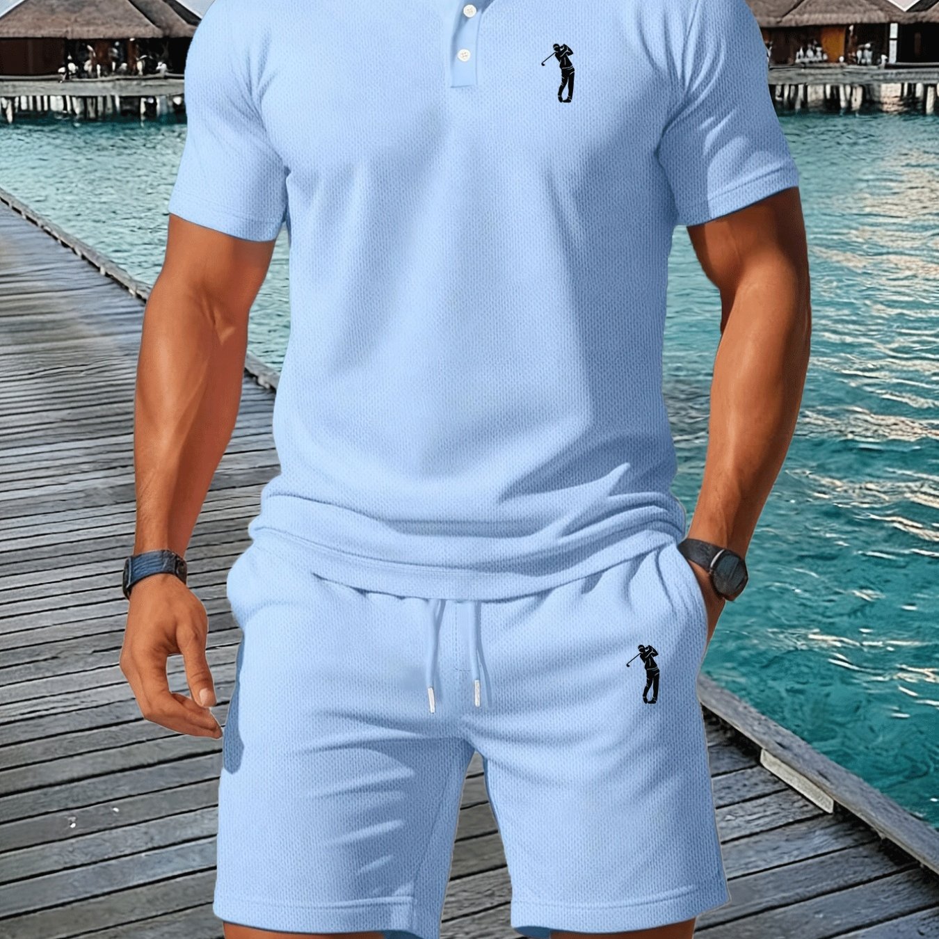 TEMU Business Casual Set, -friendly Quick-dry Fabric, Men's Summer Full Outfit