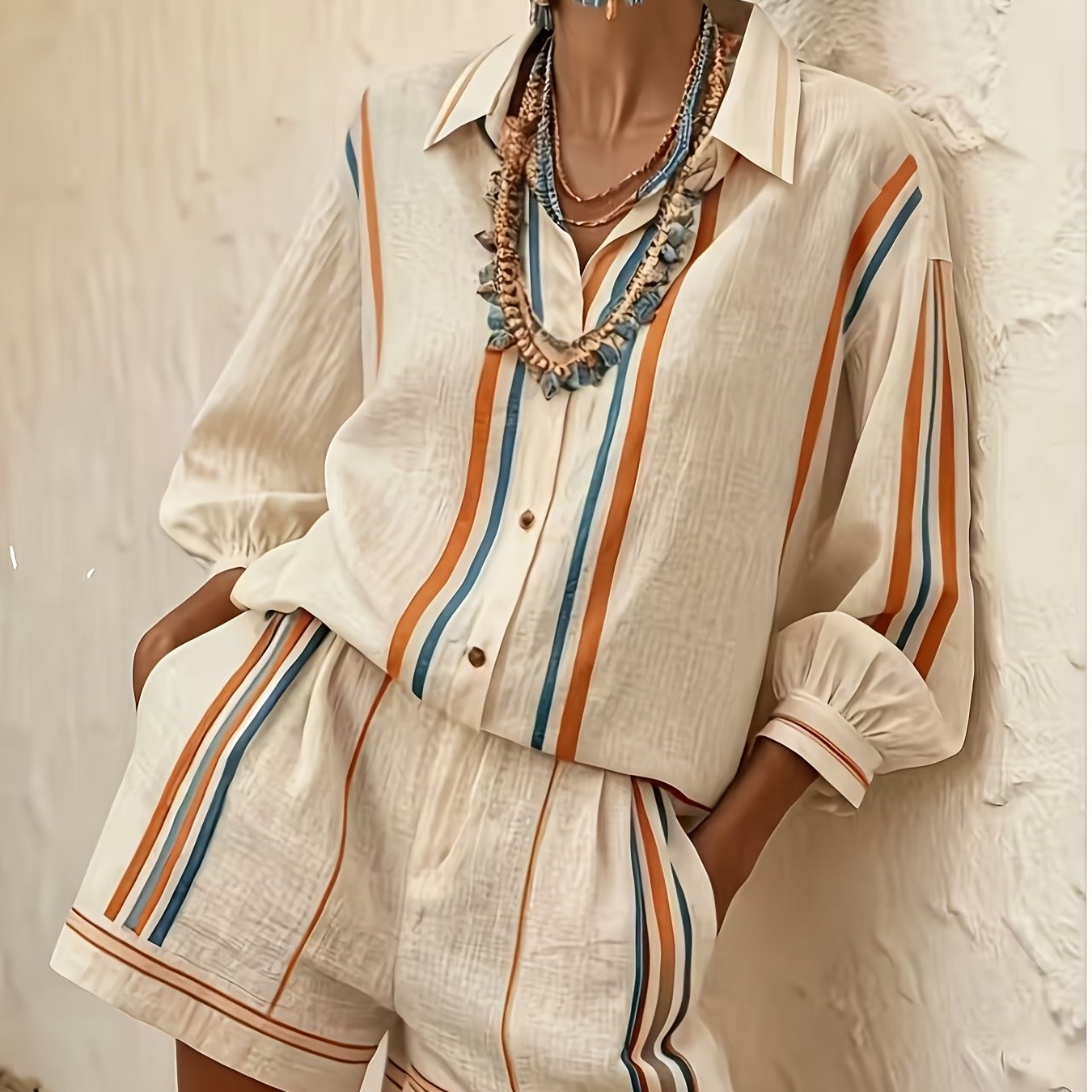 TEMU Women's Shirt And Shorts 2-piece Set
