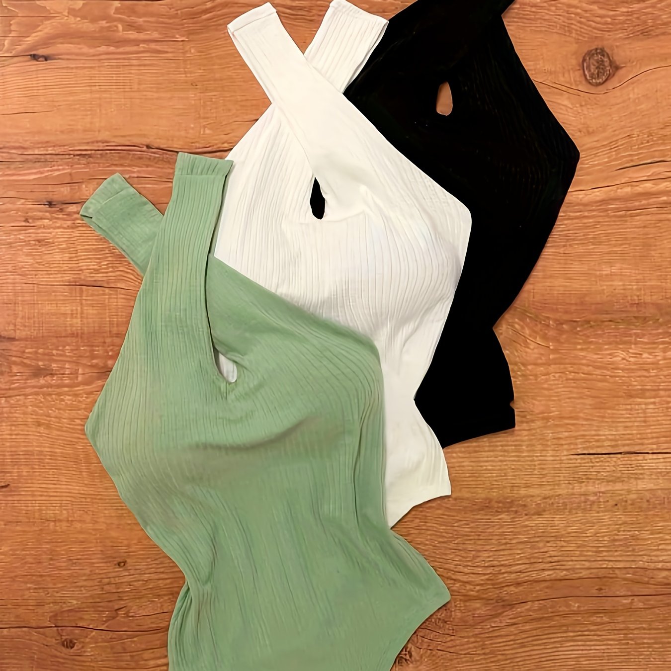 E-shop 3-teiliges Set Damen-Body, schmal geschnitten, figurbetonend, Träger-Body, eleganter Temperament, einfarbig, reiner Verlangen-Stil, heißes