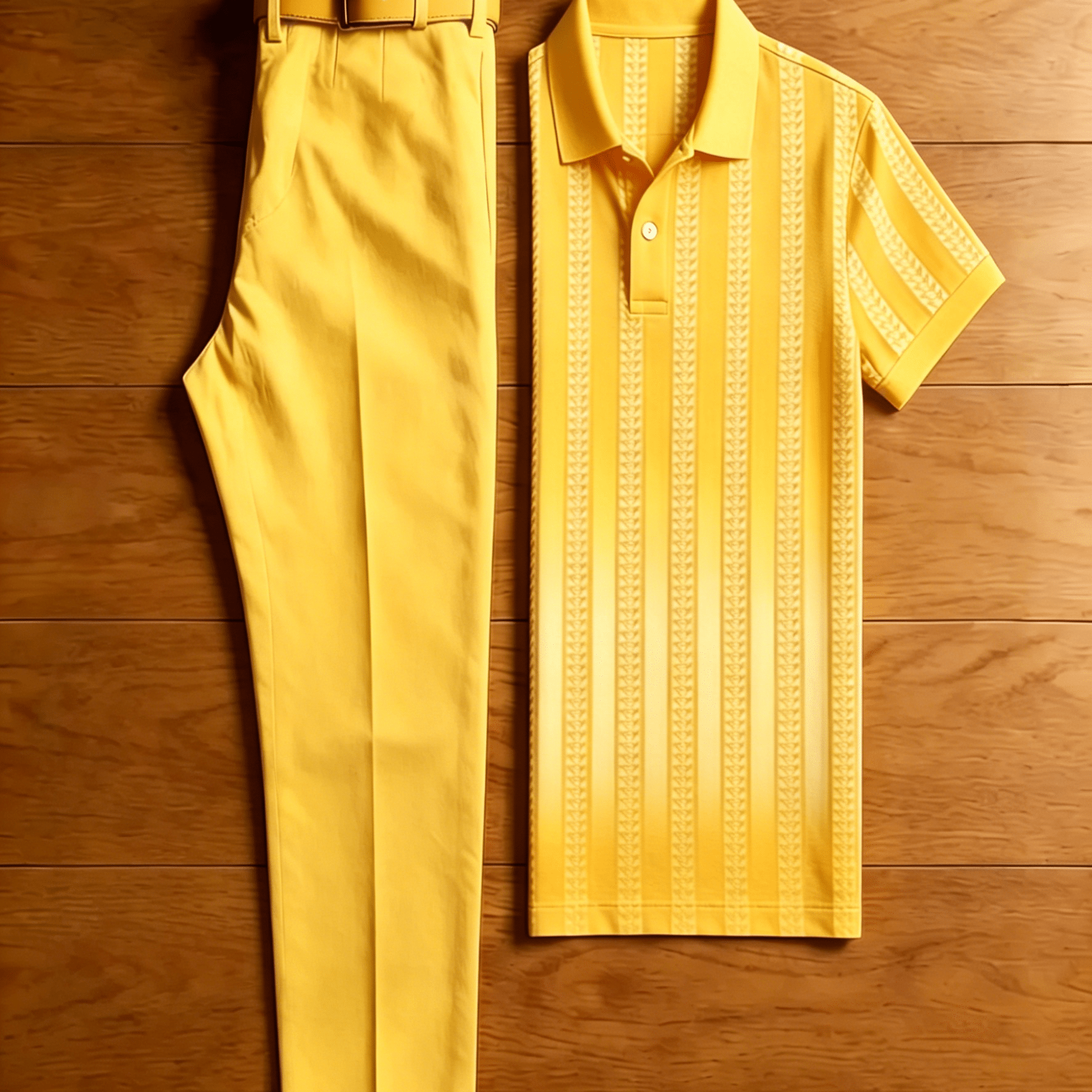 Men's 2pcs Casual Outfit Set, Gradient Vertical Textured Striped Short Sleeve Shirt + Solid Straight Leg Chino Pants, Summer Breathable Golf Daily Holiday Matching Suit