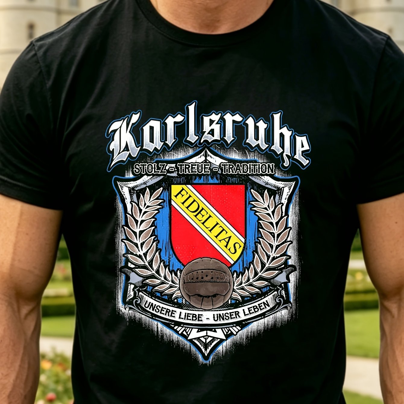 Forever Karlsruhe Men's Karlsruhe Football T-shirt - Fc Fan Gift, Breathable Jersey Suitable For Outdoor Sports, Parties & Casual Wear, Machine Washable German Apparel For Ultras Supporters
