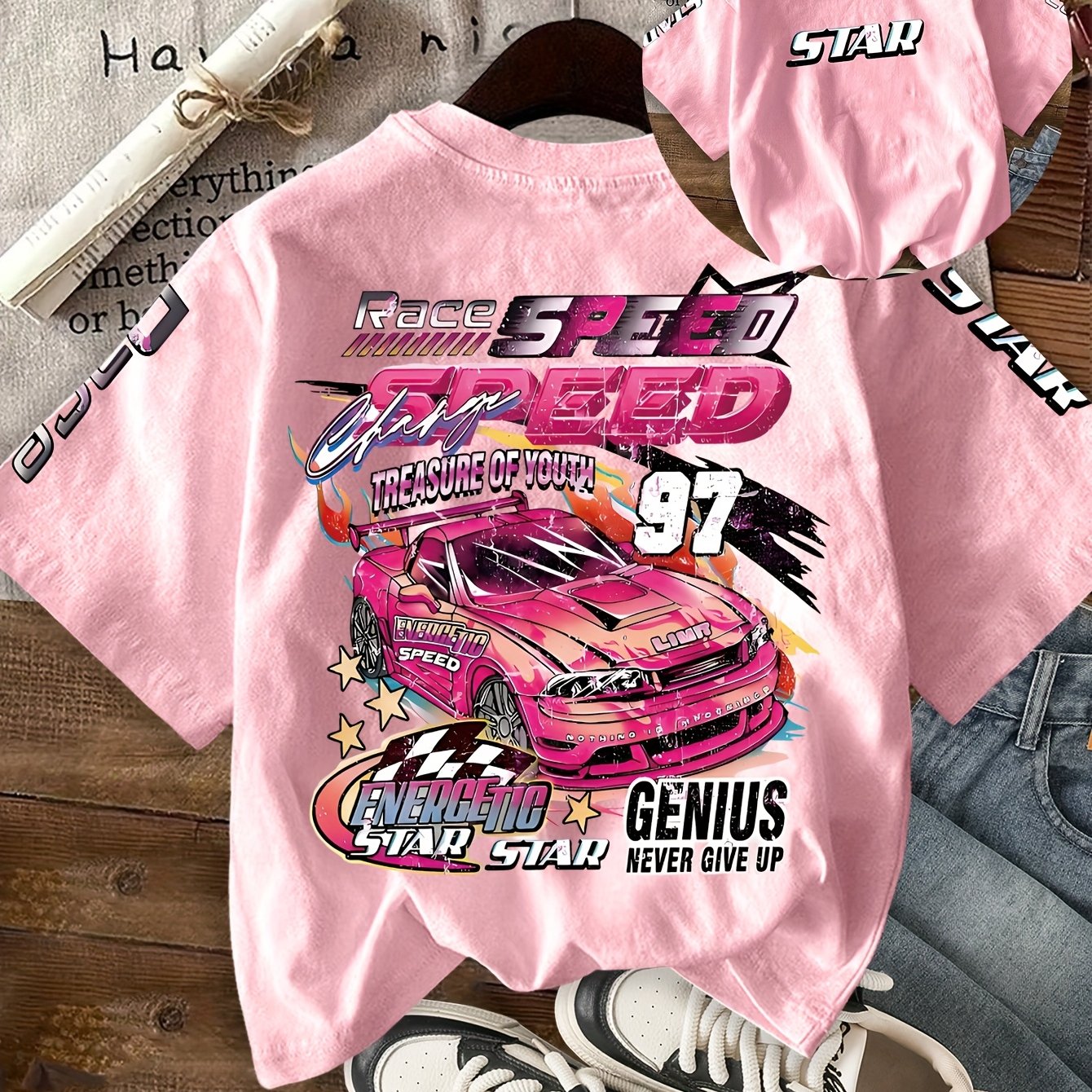 TEMU T-shirt à imprimé , haut décontracté à manches courtes et col rond pour l'été et , vêtements pour femmes