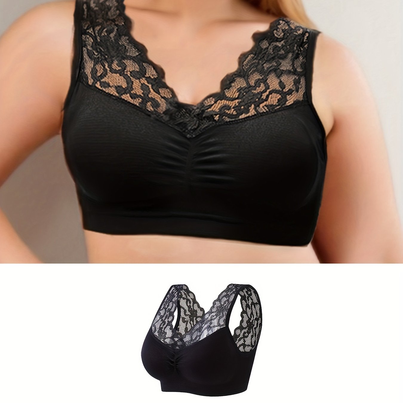 Lace Seamless Bra Plus Size Leopard Print Contrast Women's - Temu