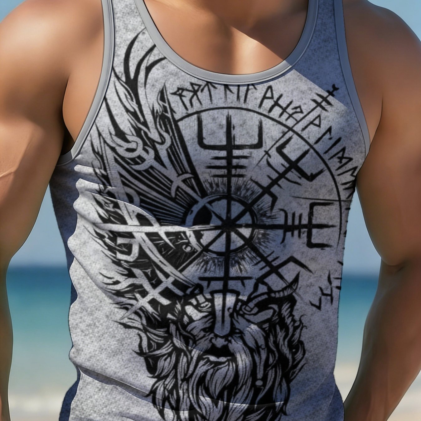 TEMU Men's Casual Sleeveless Vest, Round Neck Summer Top, Lightweight Comfortable Geometric Athletic Design