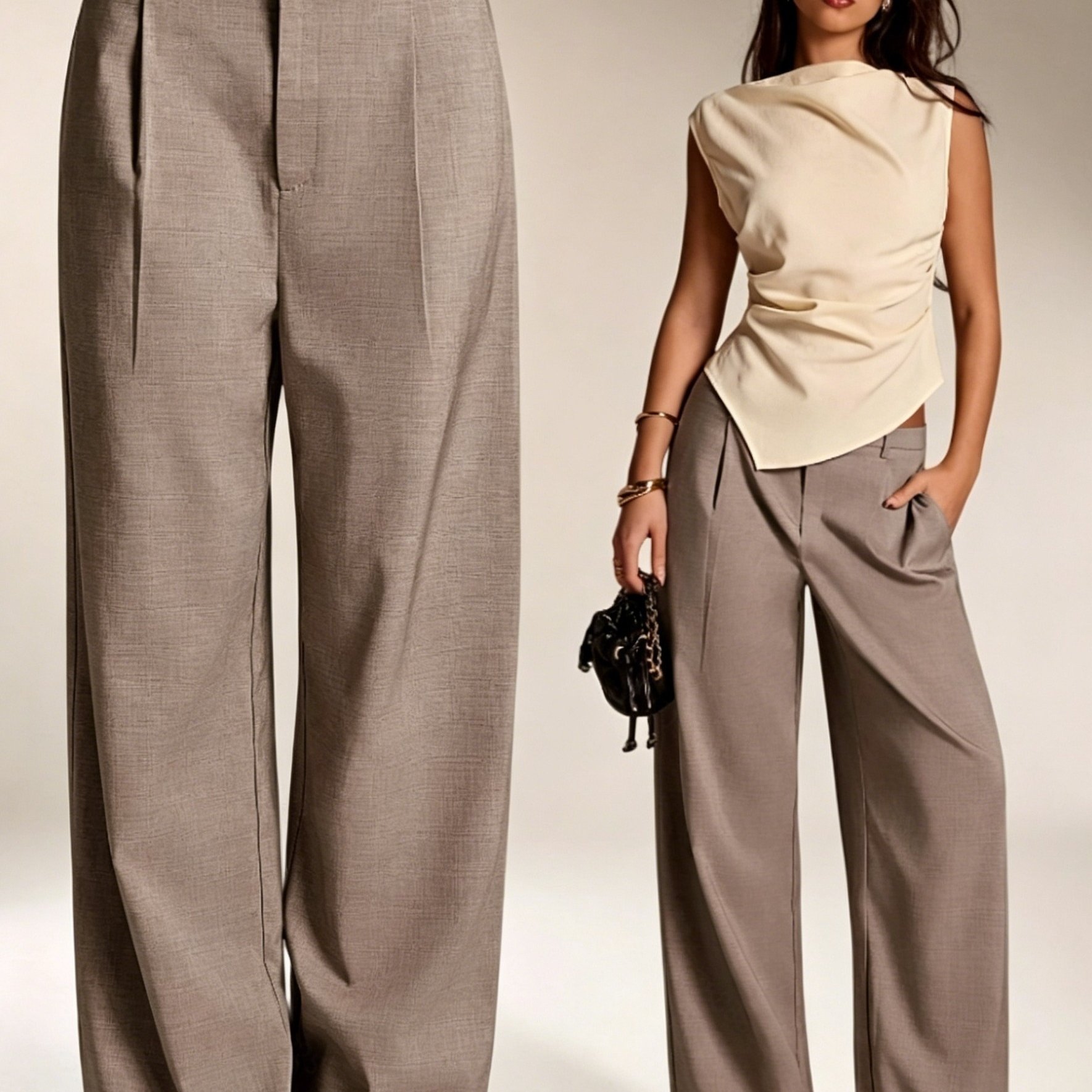 TEMU Summer Women's Apricot-colored Trousers