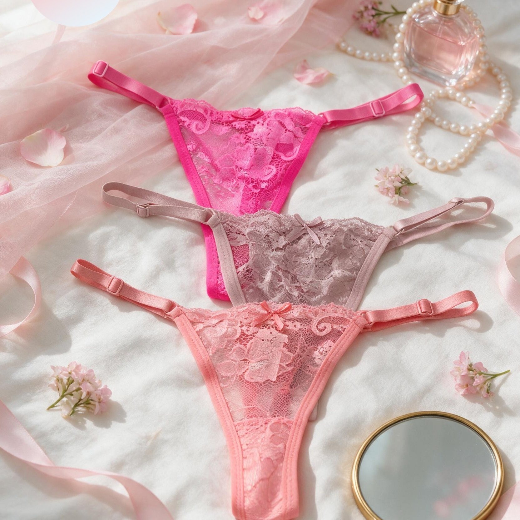 TEMU 3pcs Women's Tanga Panties, Sexy And Fashionable, Semi-transparent Lace Patterned Bow Underwear, Comfortable And Breathable, Soft Panties,