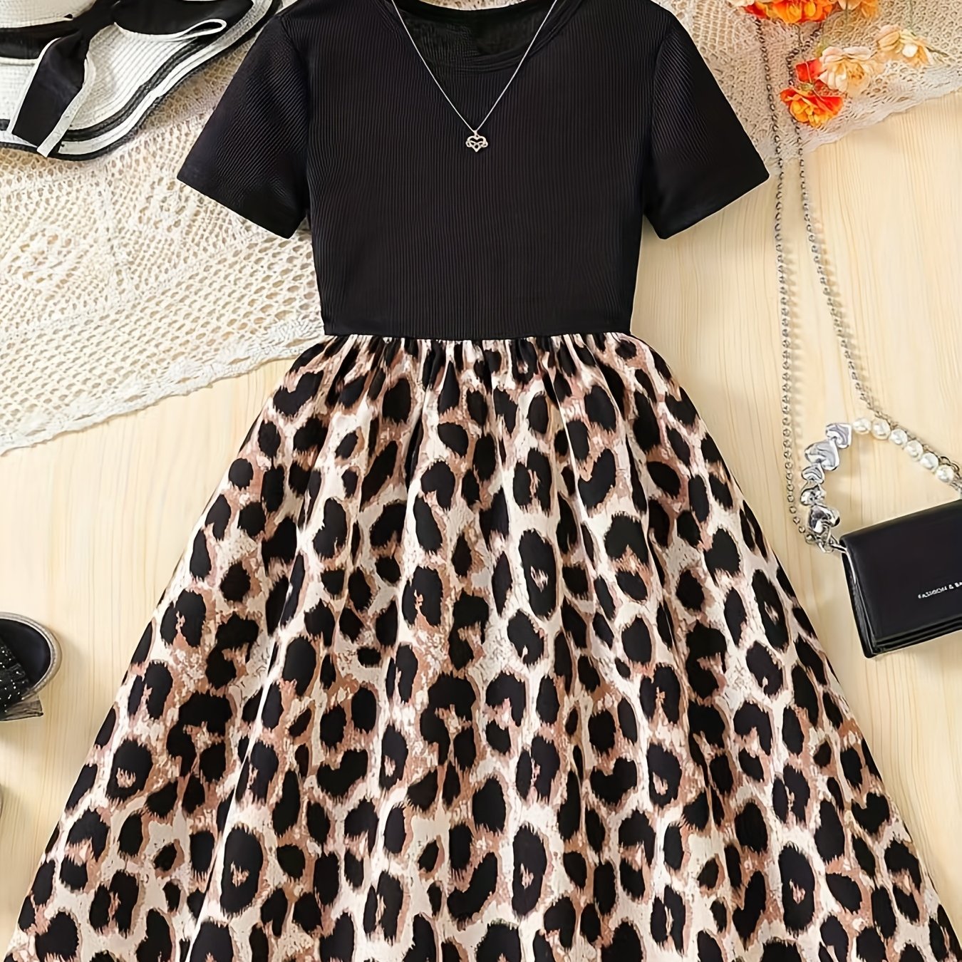 Girls' Print Dress Summer New Short Sleeve Dress