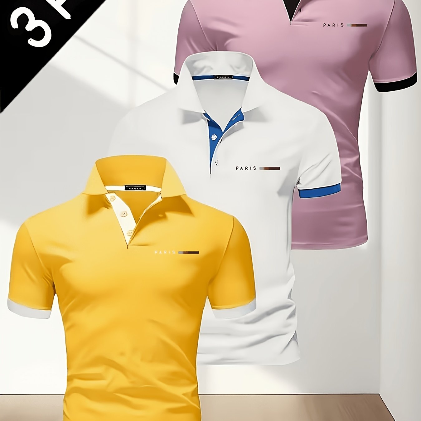 TEMU 3pcs Set Of Casual , For Vacation And Office, Comfortable Patterned Men's Summer Shirts Suitable For Outdoor Golf, Picnics, Etc.