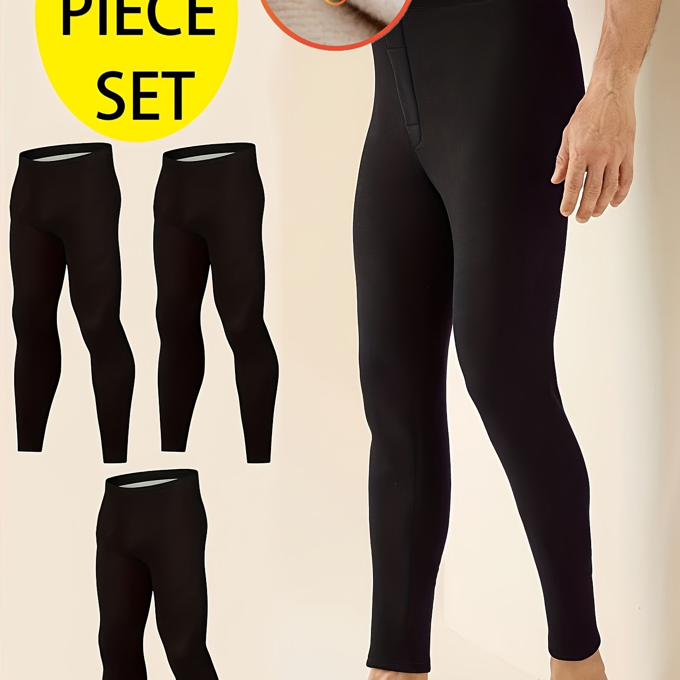 TEMU New 3pcs Men's Warm Underwear Pants Outdoor Sports Thermal Warm Comfortable Skin-friendly Thickened Warm Trousers, Autumn/winter Essentials