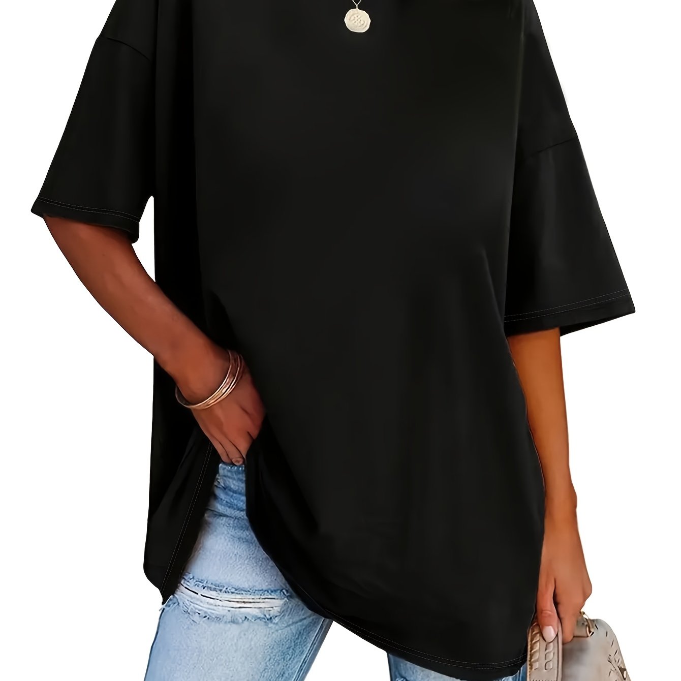 TEMU A Very Trendy Solid-color Women's Fashion T-shirt Perfect For Spring And Summer, And Versatile And All Body Types!