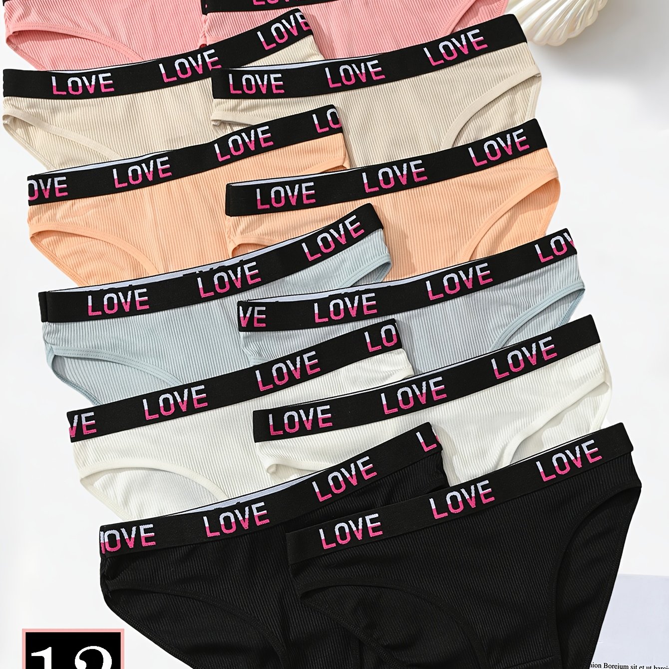 Image of 12pcs Women's Letter Print Briefs, Comfortable And Stylish, Vibrant Colors, Breathable Fabric, Essential For Sports And Daily Wear