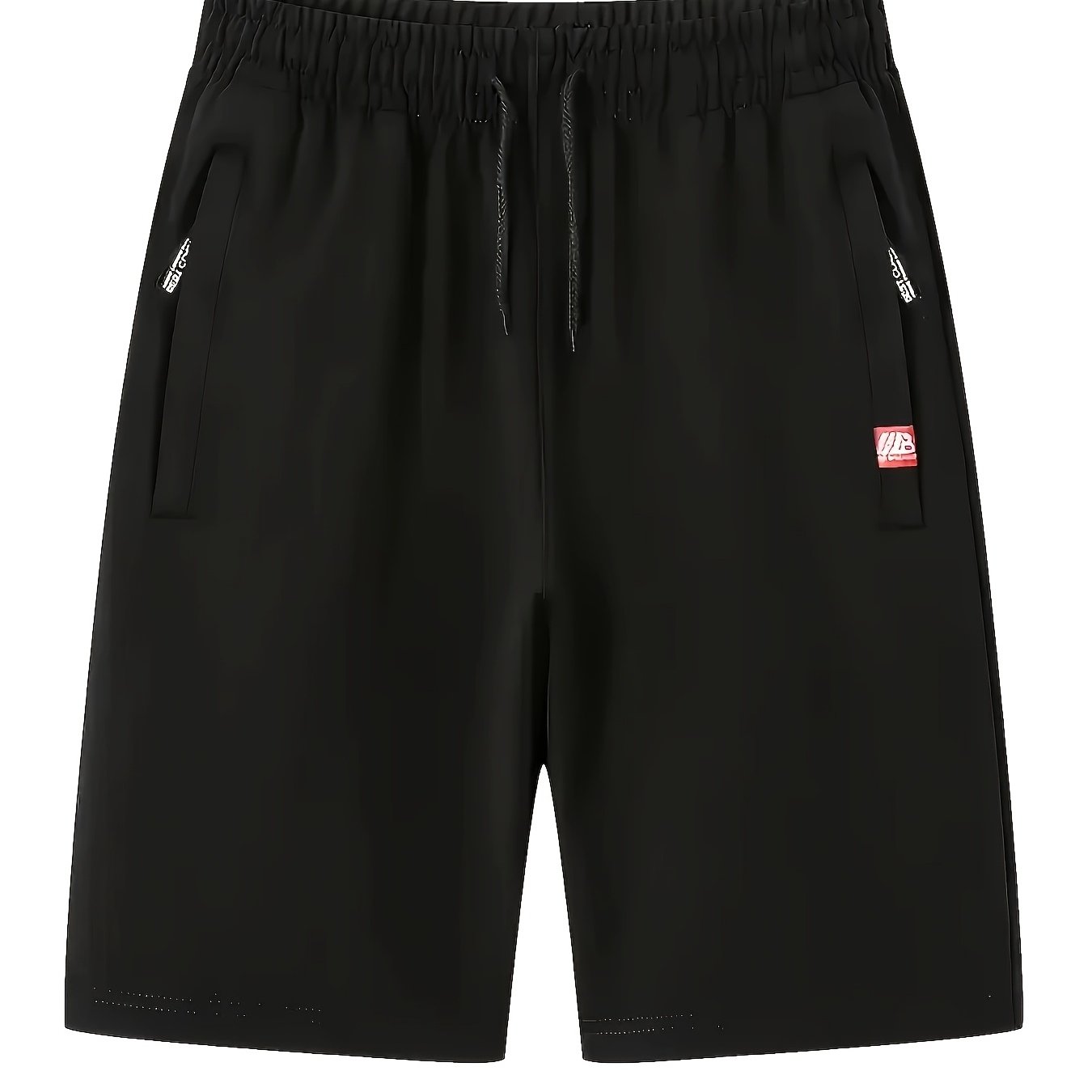 TEMU 1pc Men's Casual Jogger Shorts With Elastic Drawstring Waist & Side Zipper Pockets - Lightweight Breathable Fabric, Loose Fit For Gym, Golf,