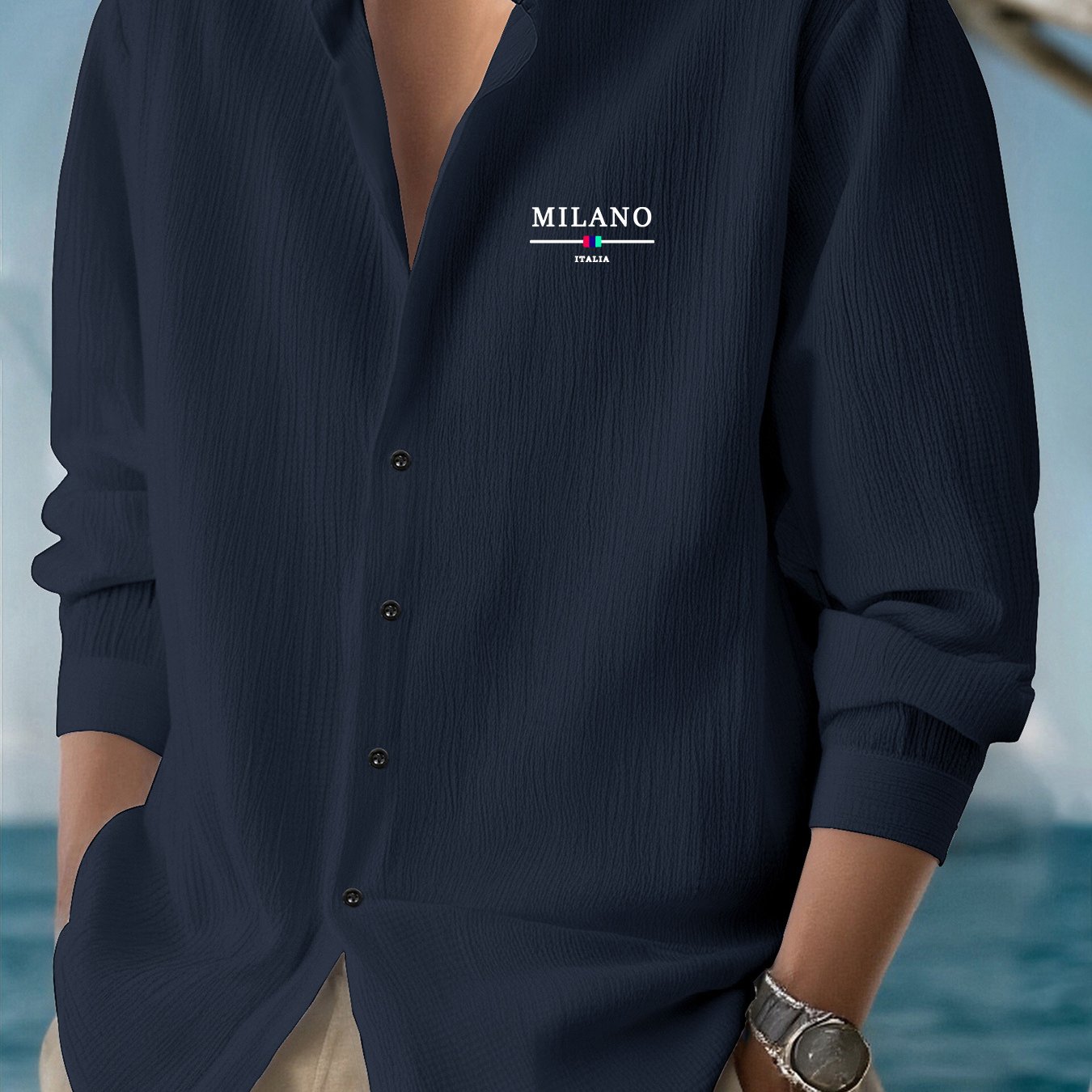 TEMU Men's Casual Lightweight Long-sleeve Shirt - Quick-drying, Breathable Premium Fabric, 