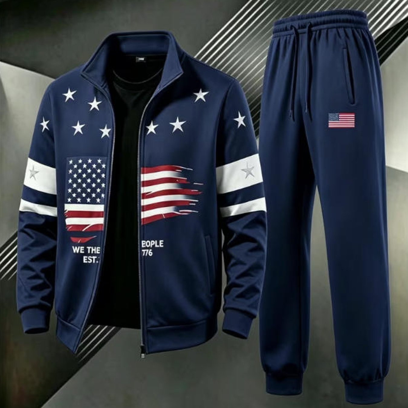 Men's Fashion Casual Trendy Usa Graphic Tracksuit Set Adult Men Streetwear Sportswear Holiday Gift Plus Size Men's Clothing, Plus Size