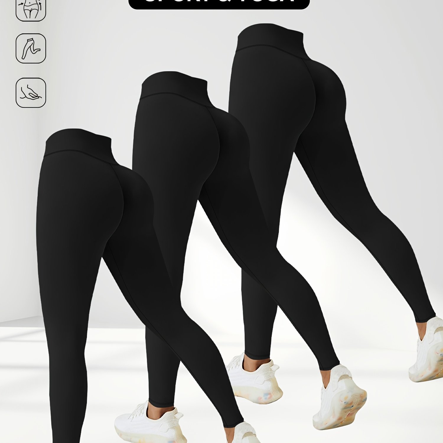 TEMU 3pcs Set - Women's High-waist Tight Pants, Casual Daily High-stretch Fitted Comfortable For And