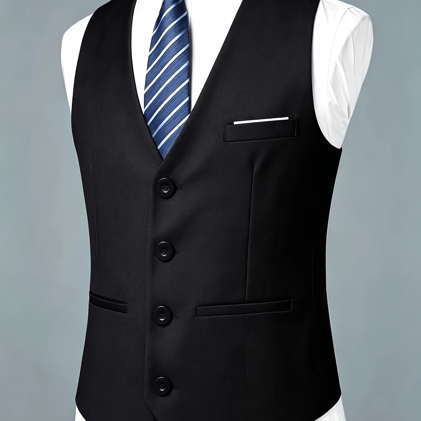TEMU Suit, Formal Attire, Vest, Single Piece, Spring And Autumn Season, European And American Men's Suit, Camisole, Slim Fit, Casual Button Vest