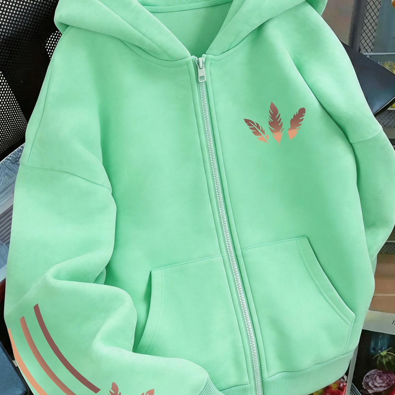 TEMU Artistic Gradient Stripe Pattern Print - Y2k Zip-up Hoodie - Stylish And Comfortable Zip-up Jacket, Suitable For Casual Sportswear, Fashionable