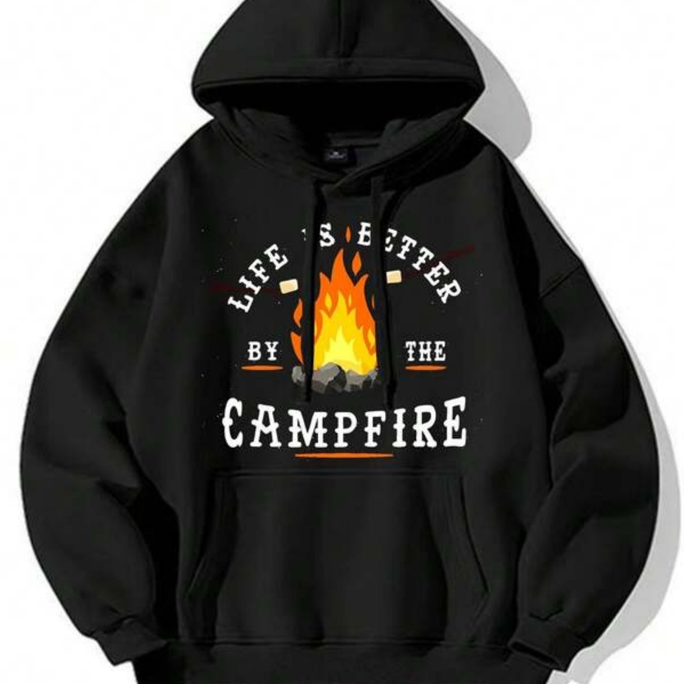 TEMU Better By The Campfire Camping And Fishing Hoodie Pullover Hoodie Men's Casual Graphic Design Pullover Hoodies With Pocket Streetwear For Winter