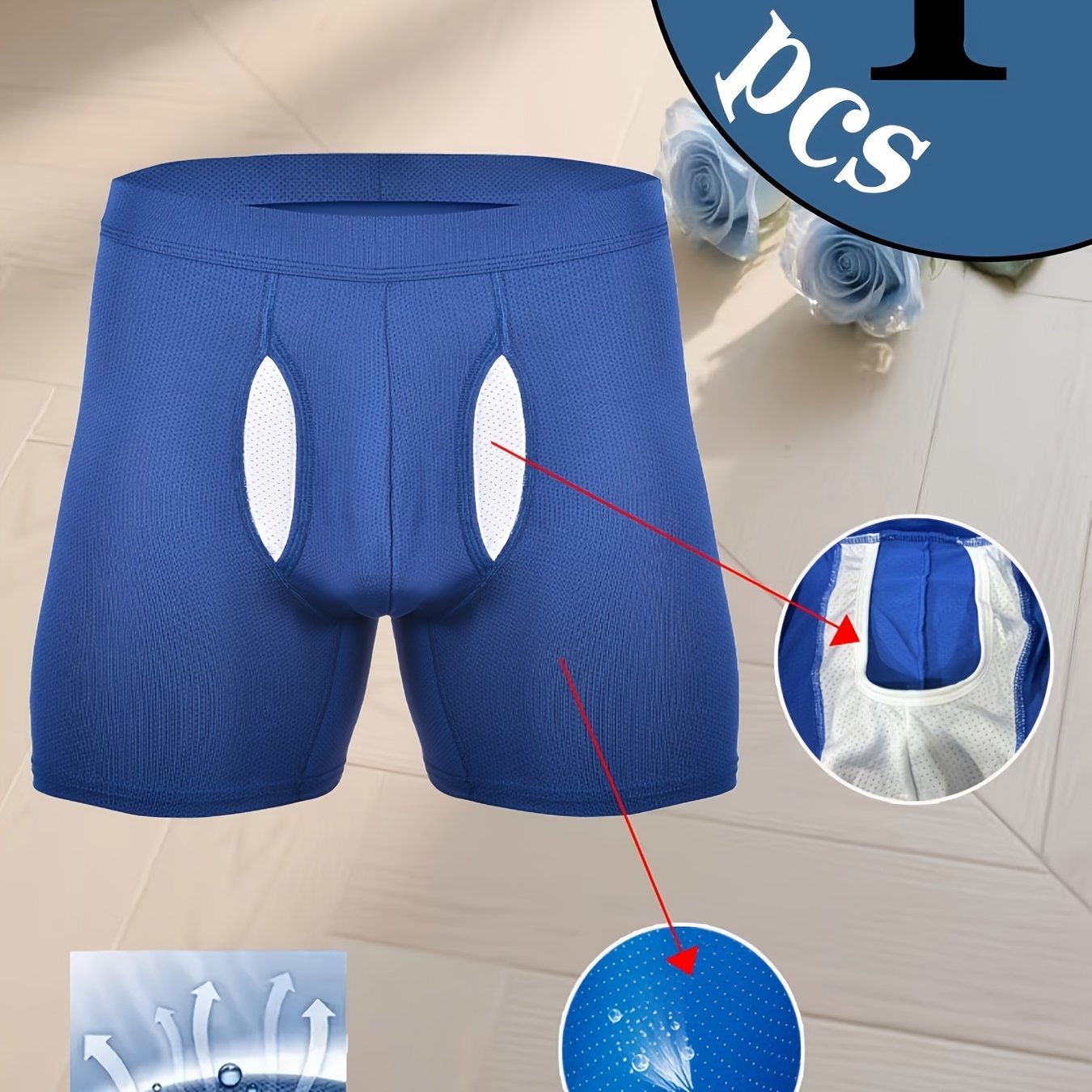TEMU 1pc Men's Gun Separation Briefs, Designed For Prolonged Office , Movement. Independent Pouch Design, Providing Support, Keeping Dry And
