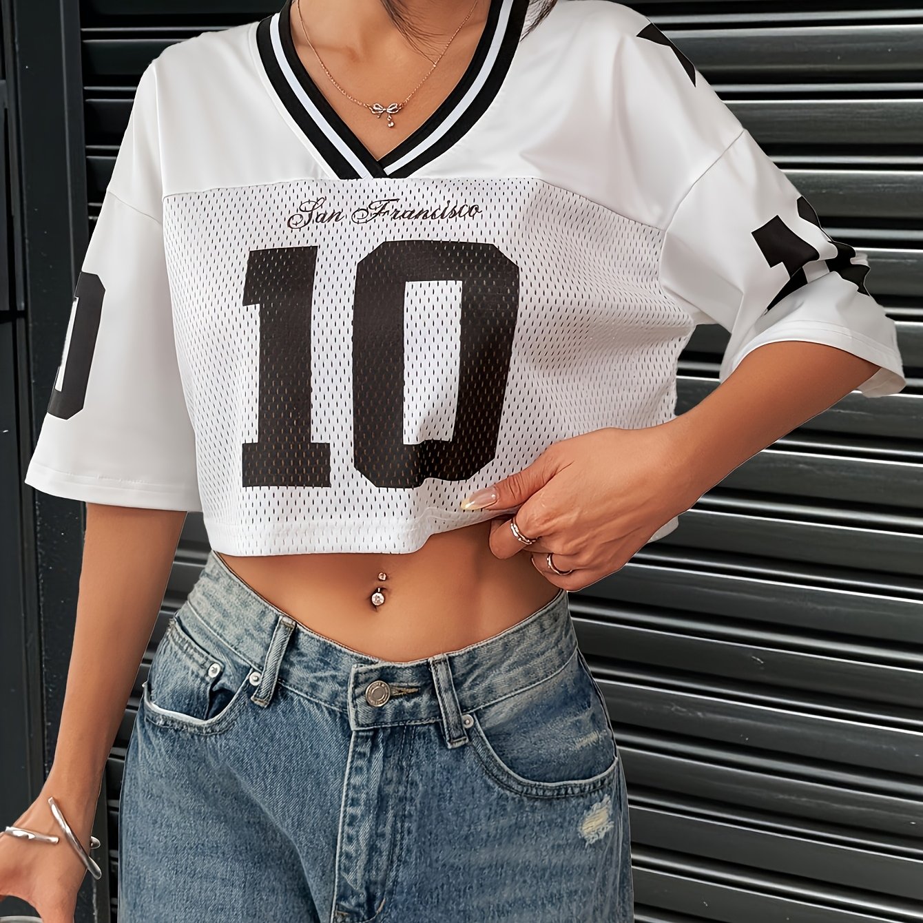 TEMU Y2k Women's Short-sleeve T-shirt With Fabric , Cropped Top