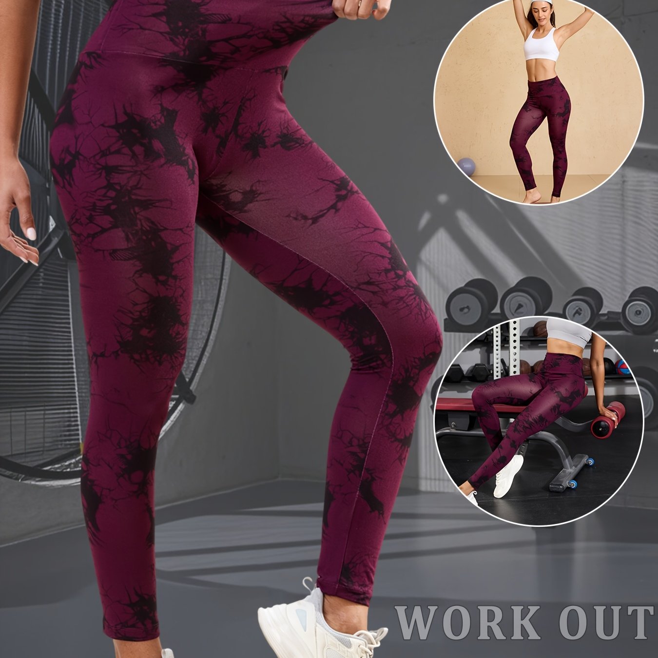 TEMU Super Soft High Waisted Tie Dye Print Sport Leggings For Women, No See Through Workout Running Yoga Athletic Leggings Yoga