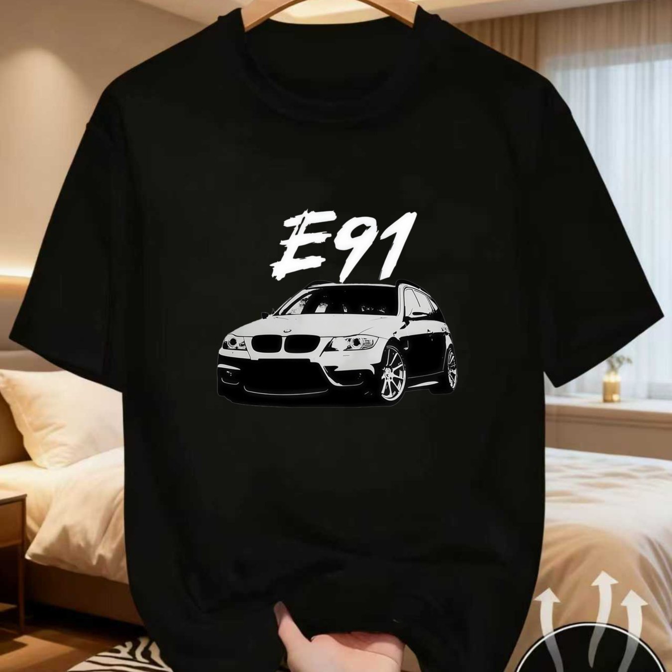 TEMU Men's T-shirt Featuring A Stylish E91 Car Graphic Design, Perfect For Fashion- And Breathable Wear