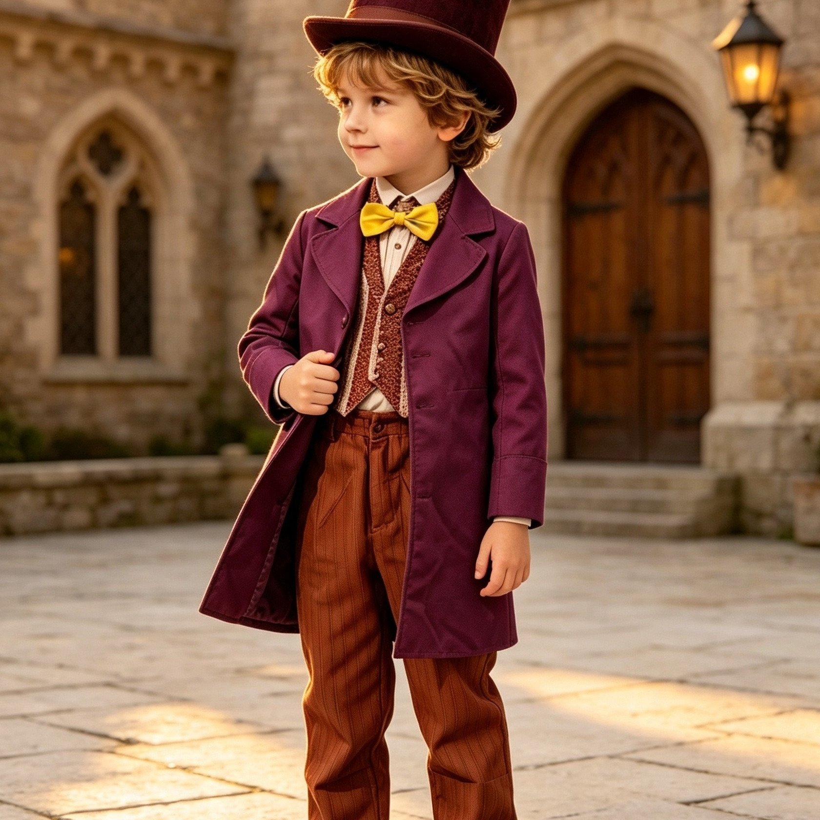 Image of This 4pcs Boys' Set Includes A Top, A Pair Of Long Trousers, A Matching Shirt, And A Top Hat, A Retro And Elegant Look. Suitable For Halloween, Carnivals, And Holiday Parties
