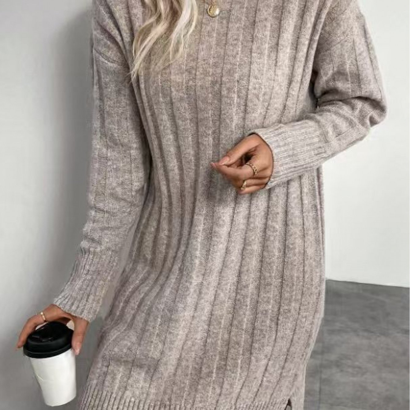 Image of Versatile Fashion Slim Fit Warm And Comfortable Autumn And Winter Women's Sweater Knitwear Without Belt