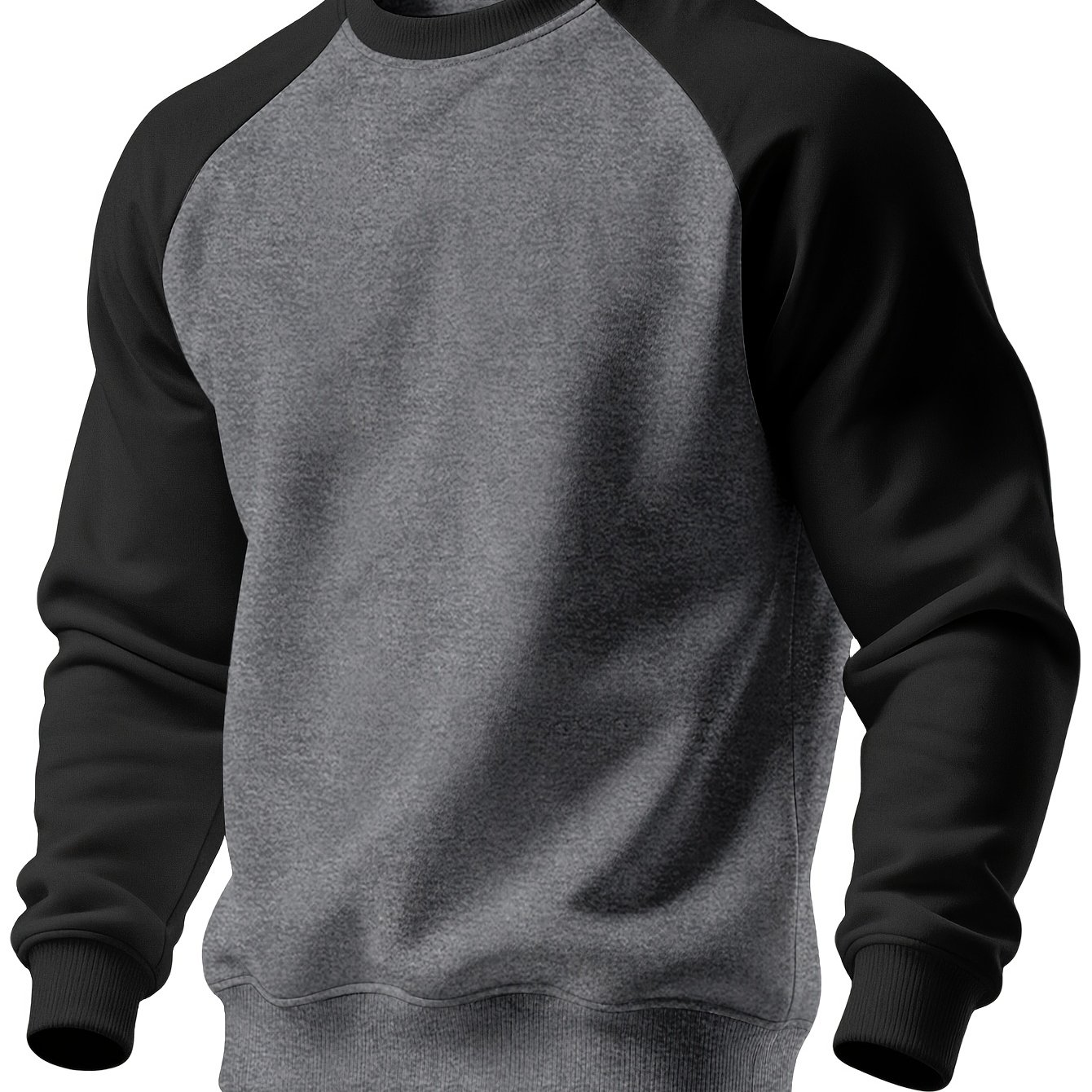TEMU Men's New Autumn/winter Casual Fitness Sports Thickened Crew Neck Raglan Sleeve Basic Long Sleeve Fashion Sweatshirt, 250g Brushed Fabric