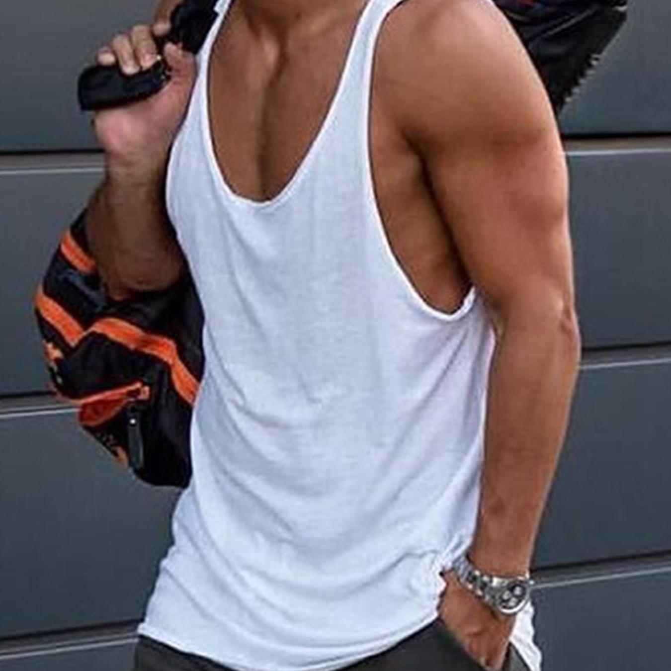 Image of Incerun Men's Easy Tank Solid Color Sleeveless Crew Neck Loose Thin Casual Vest