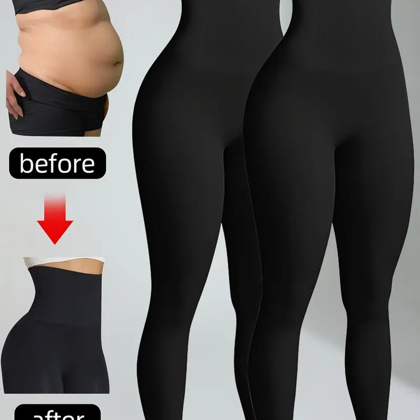 Image of 2-pack Women's High-waisted Shaping Stretch Pants, Abdominal Stitching And Hip Lift, Smooth Stretch Fabric, Daily And Hip Lift