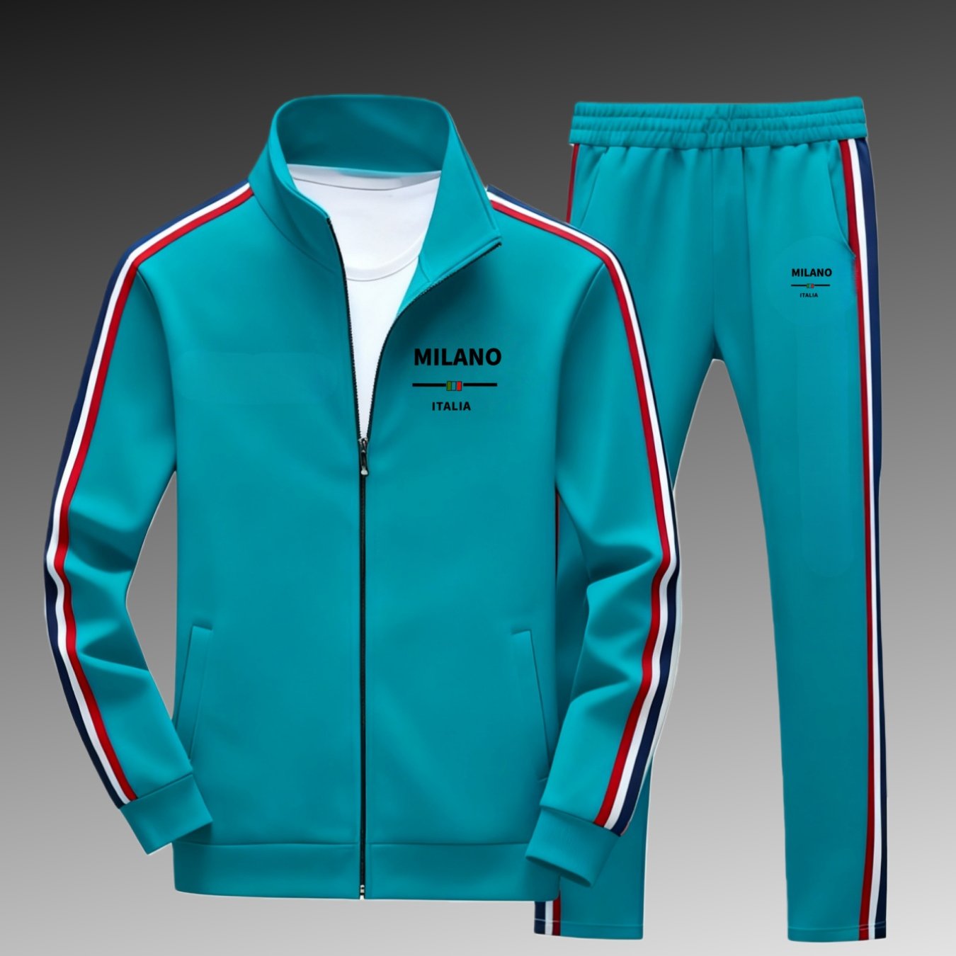 2pcs Set! 2026 New Casual Fashion Sports Jacket Trousers Set | Unisex, Fashionable And Versatile, Suitable For , Regular Version, Lapel, Geometric Pattern, Micro-elastic Fabric