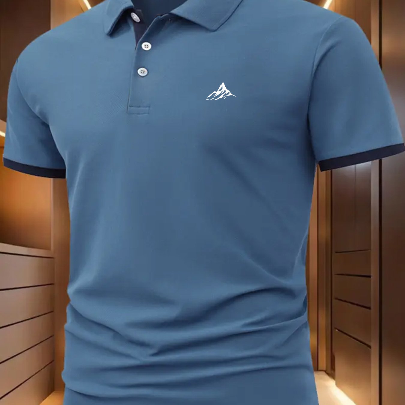 TEMU Men's Mountain Fashion Streetwear Shirt, Running Casual Short Sleeve Collared , Outdoor Sports Golf Short Sleeve