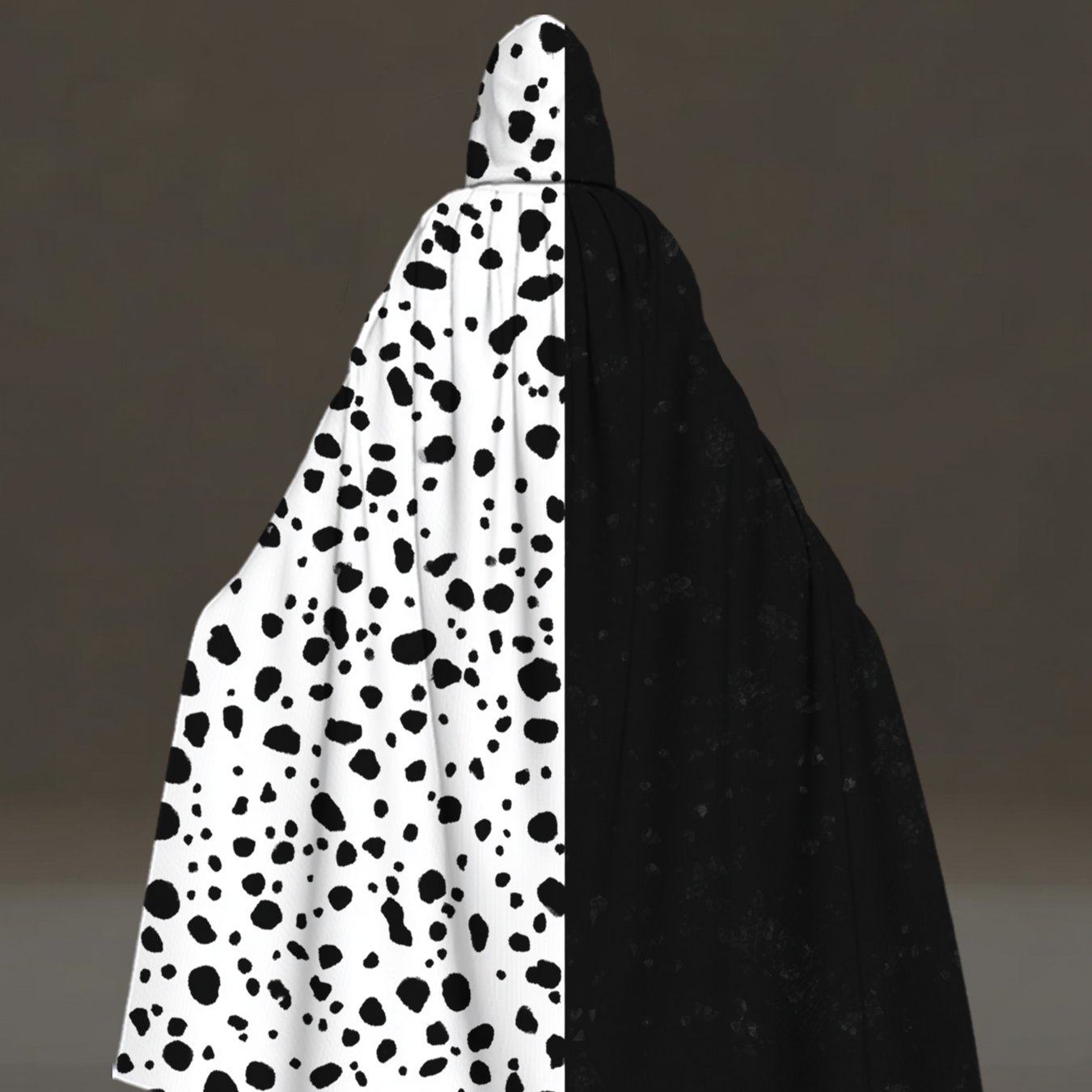 TEMU 1pc 2d Flat Robes | Black And White Dots Pattern Hooded Capes, Costume Cloak For Cosplay, Halloween, Carnival Parties, Winter Celebrations,