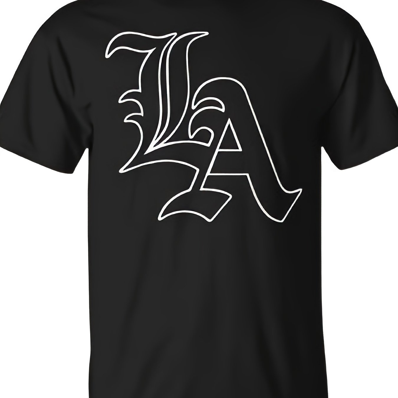 TEMU 1 La Los Angeles Text Classic Vintage T-shirt | High Stretch Fabric, Crew Neck, Geometric-pattern, Men, Casual Weekend Wear