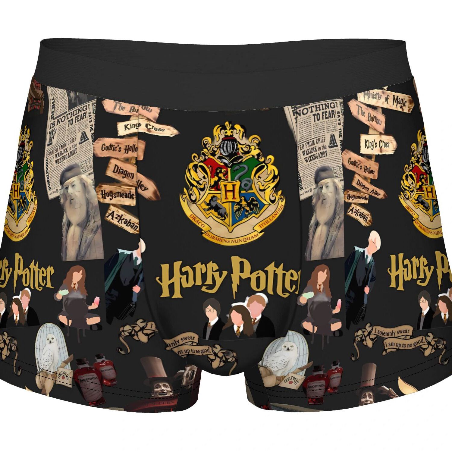 TEMU Harry Potter Black Border Underwear Polyester Underpants 2d Print Design