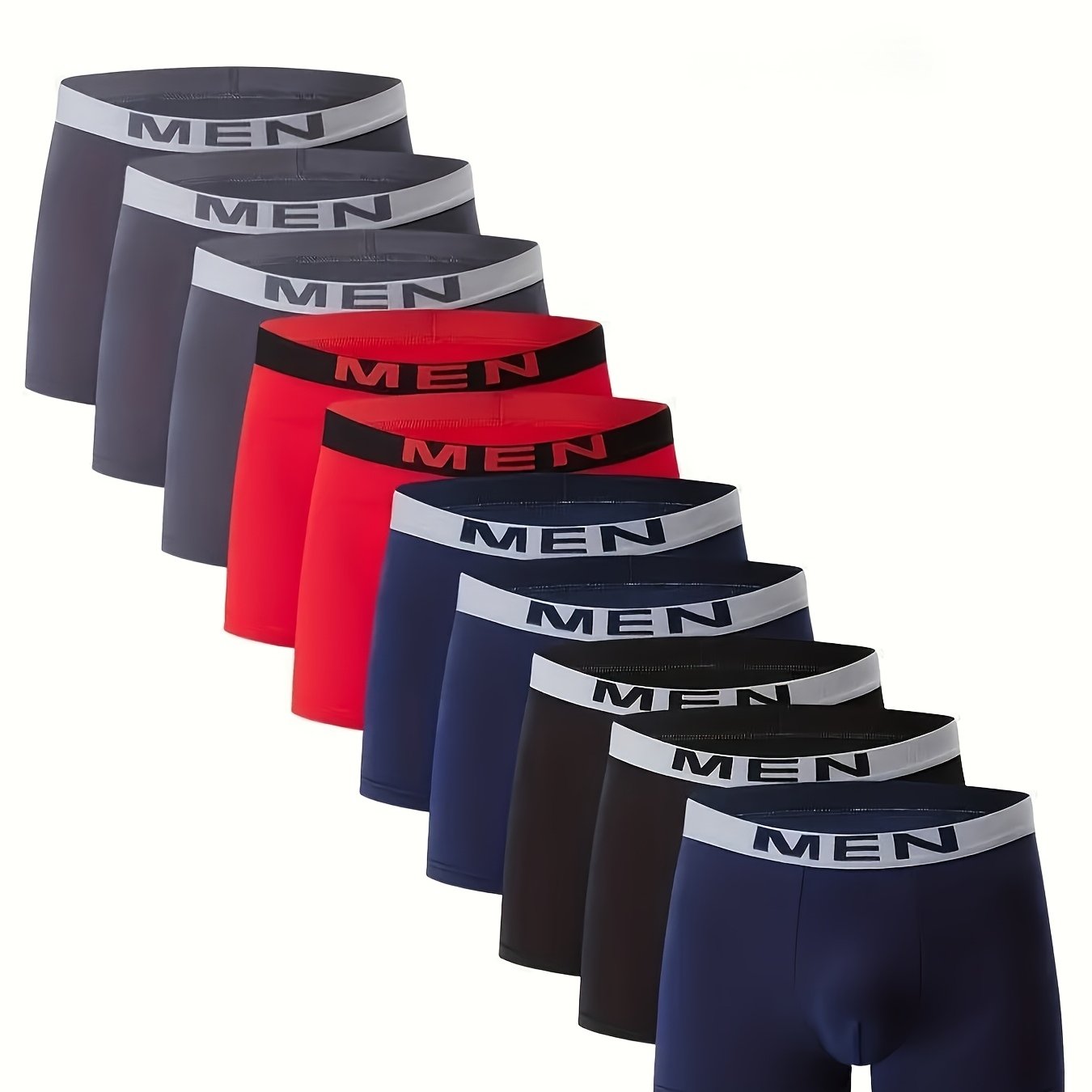 TEMU 5pcs Men&;s Casual Breathable Boxer Briefs, Breathable Comfortable Stretchy Underwear,suit To Casual And Sport Wear
