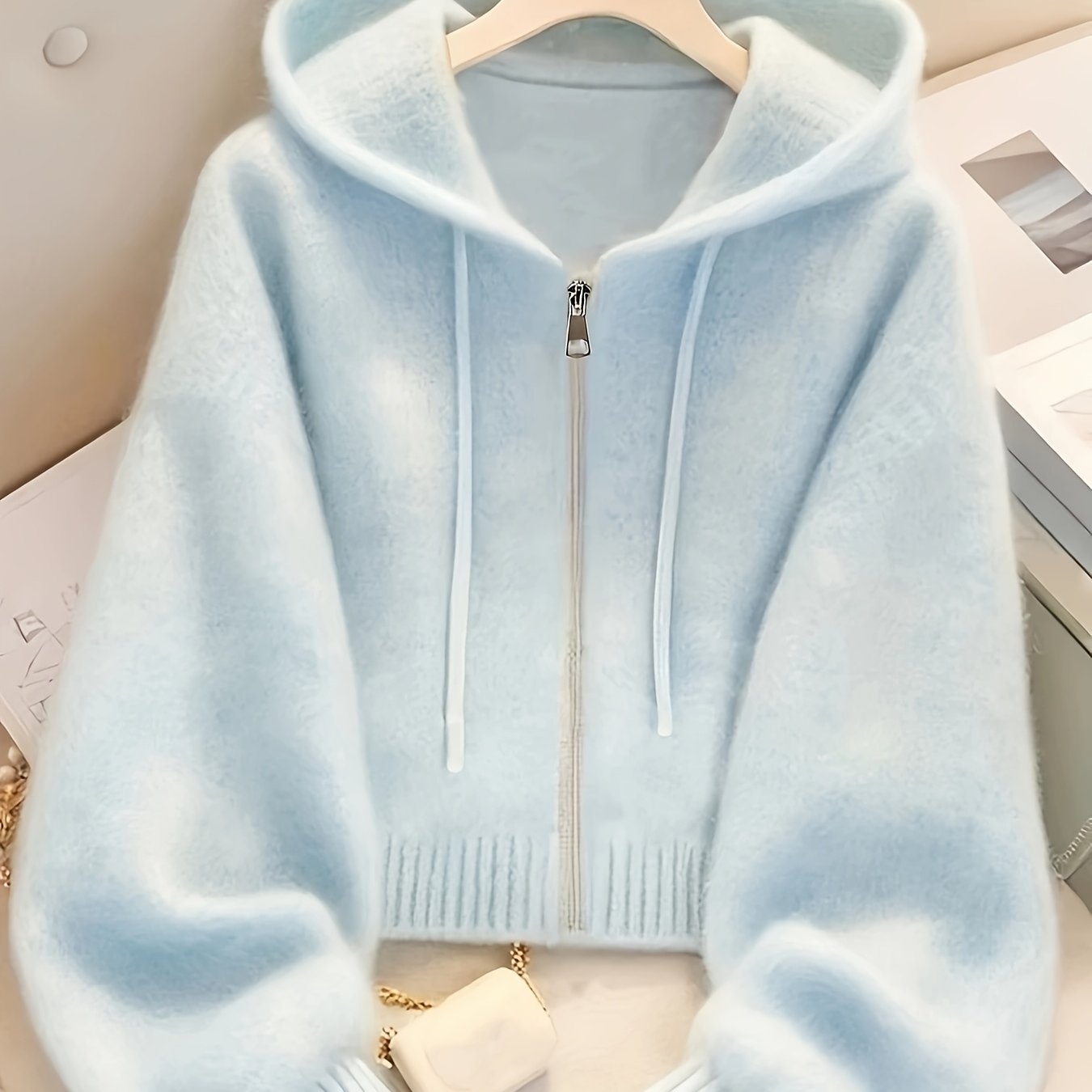 Cardigan Hooded Sweater For Women, Unique Niche Style Top, Gavin