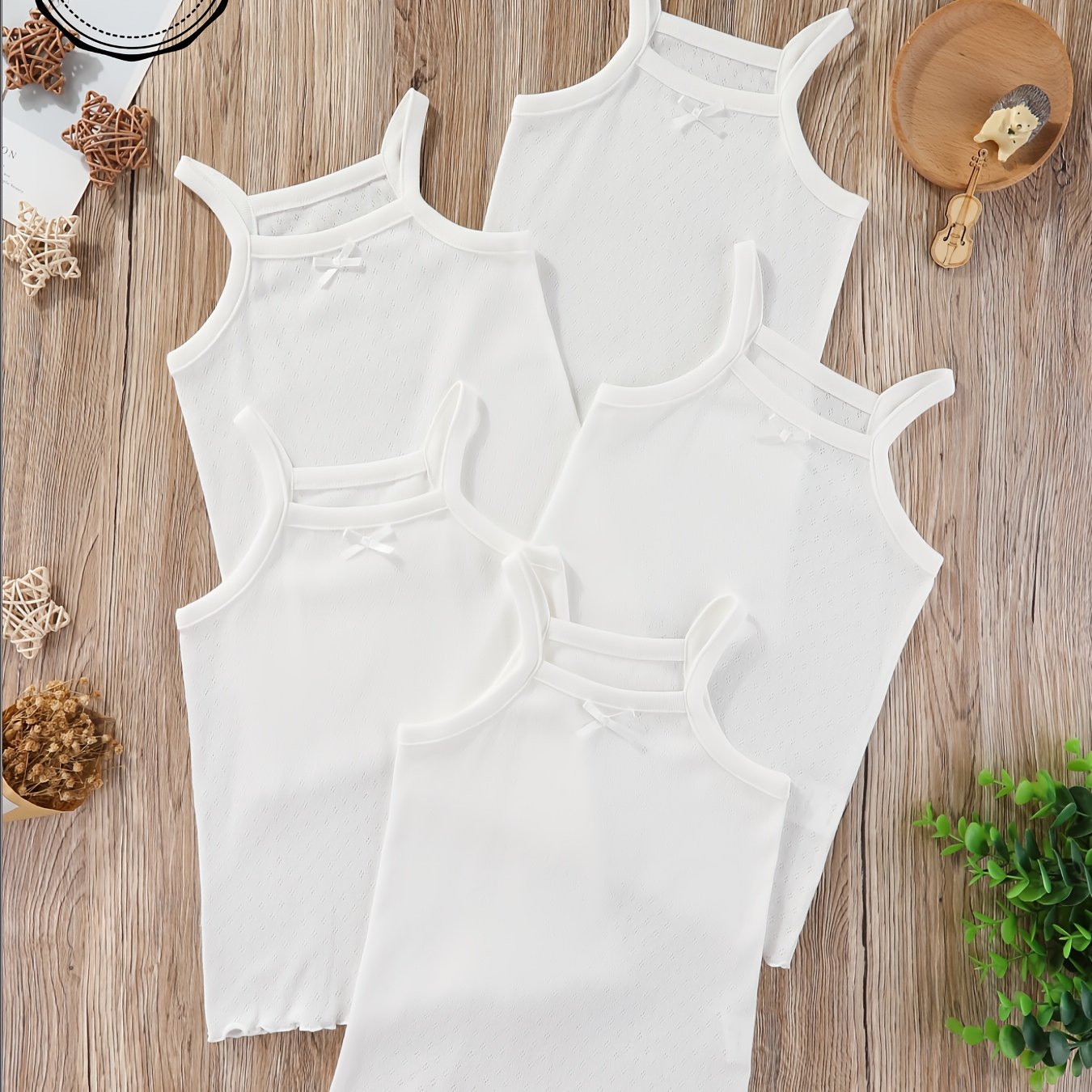 5pcs Girls' Sleeveless Camisoles, Tanktop, Thermal Underwear For