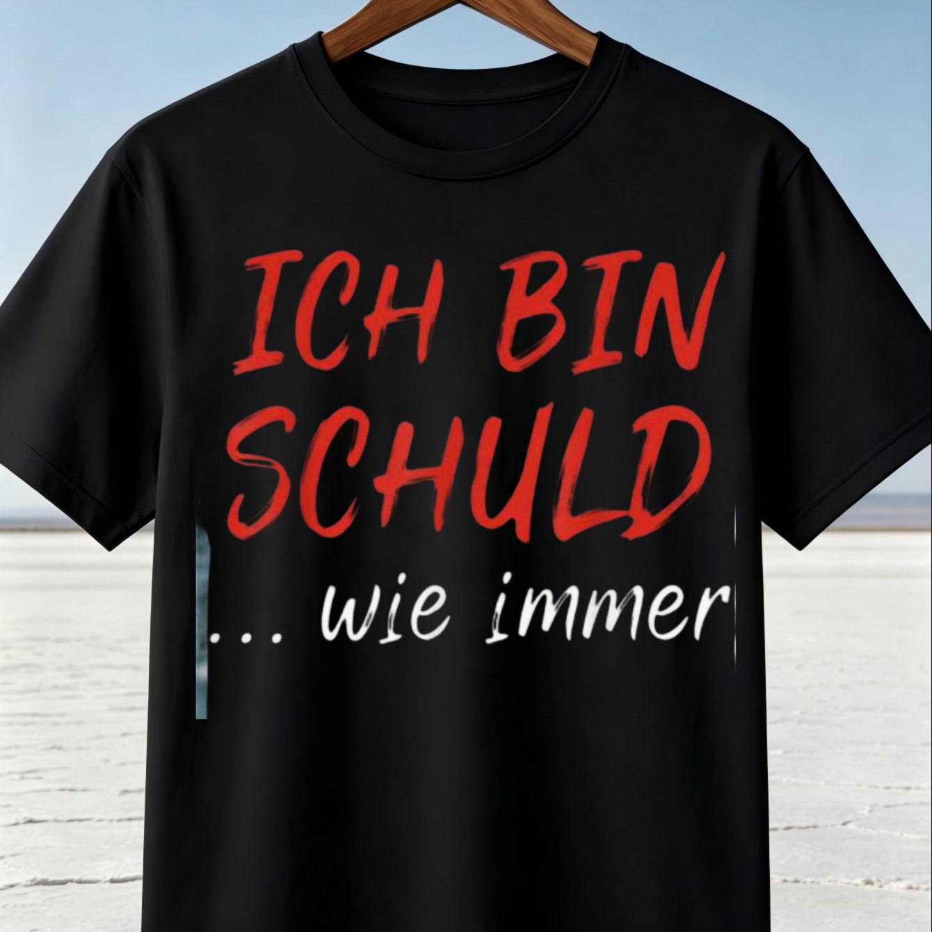 Funny German 'ich Bin Schuld ' Quote T-shirt Red And White Sarcastic Humor Casual Everyday Theme Unisex All T-shirt