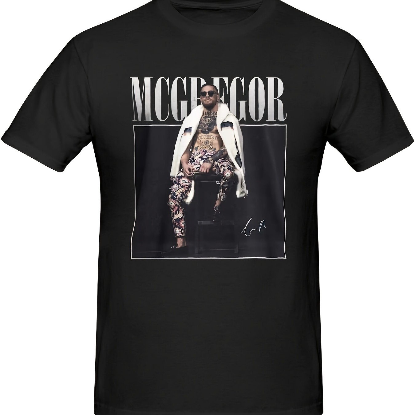 Men's Graphic T-shirt - Loose-fit Casual Tee With Mma Name & Print, Round Neck Short Sleeve Shirt Suitable For Wear, Machine Washable Mcgregor Fan Apparel
