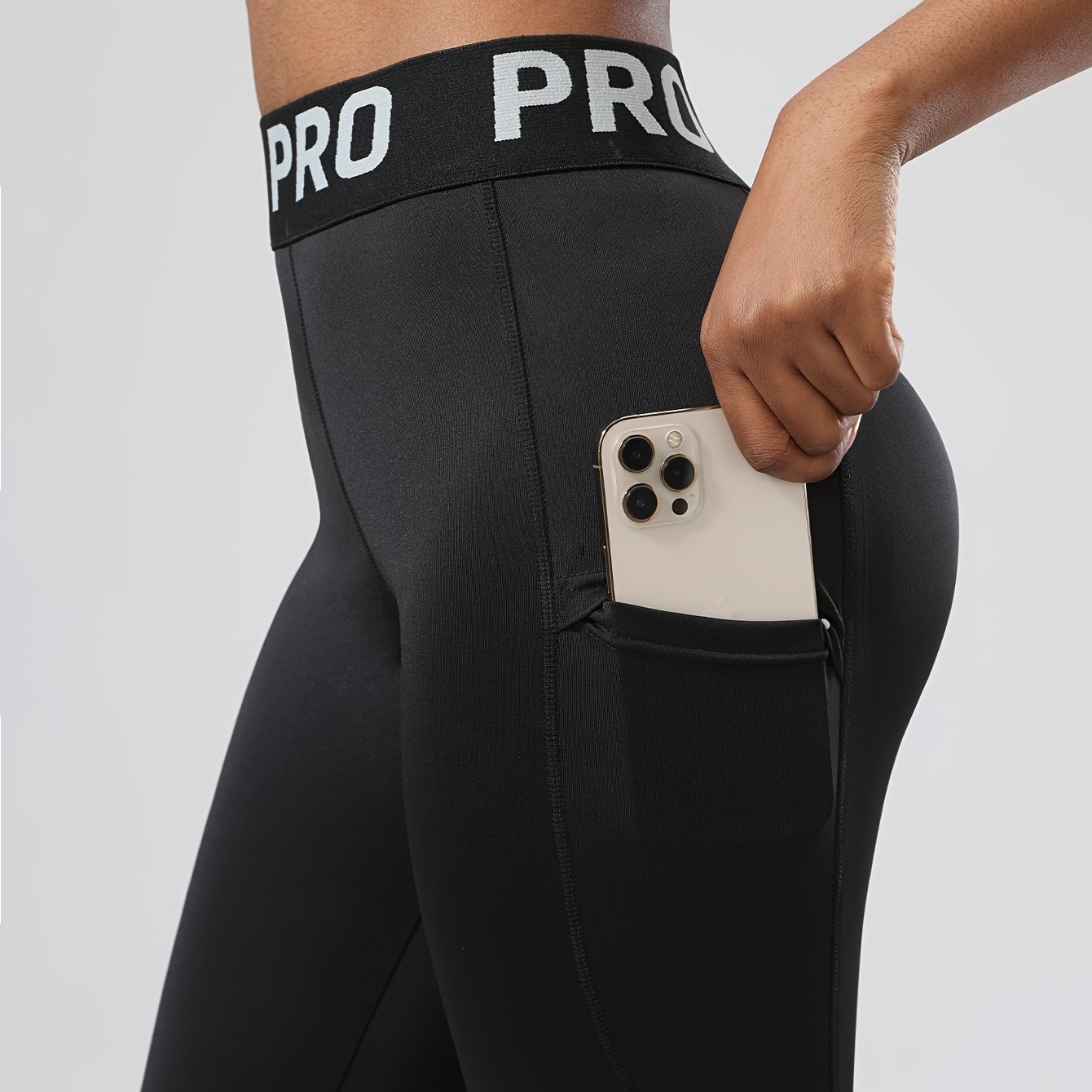 E-shop Damen-Stretch-Leggings mit hoher Taille, elastischem Bund & Tasche – Bauchbetonte Hose in voller Länge, geeignet für Fitnessstudio, Workout,