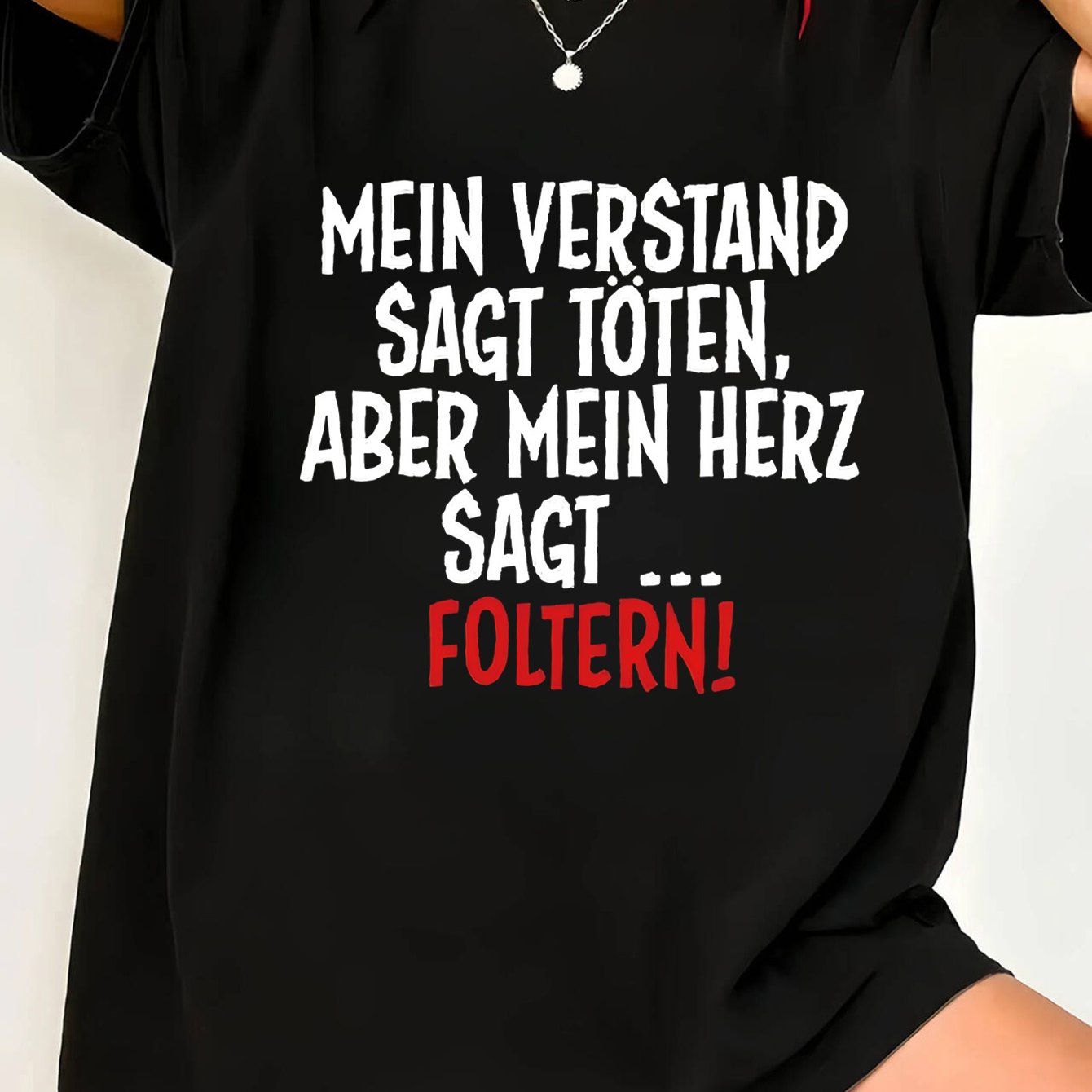 Plus Size, Women's Plus Size Oversized T-shirt With German Contrast Letter Print " Kill But My Heart " - Impact Casual Short Sleeve Top, Loose Fit Round Neck For Casual Attire (machine Washable)