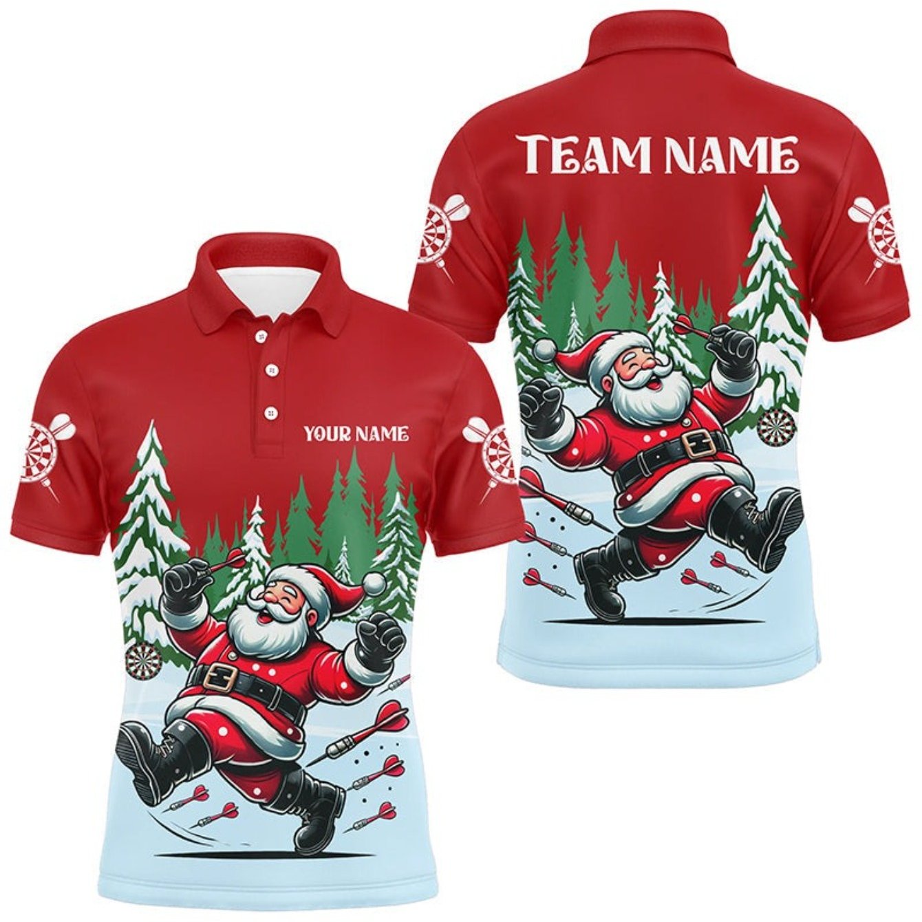 TEMU Custom Shirts | Christmas Dart Shirts For Men Custom 3d Funny Santa Print Darts Shirts Short Sleeve Dart Jerseys | Personalized Name | Casual
