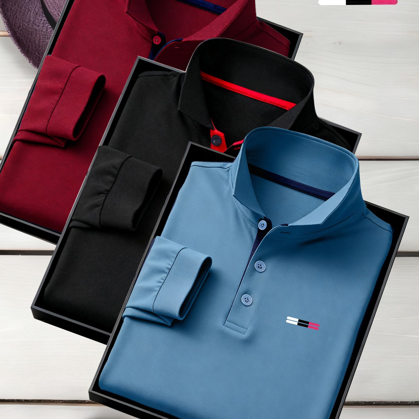TEMU 3pcs Set C8-912 New High-end Color-block Men's Fashion Long-sleeve Shirt, Casual Sportswear Printed Top, Comfortable And Versatile Fabric,