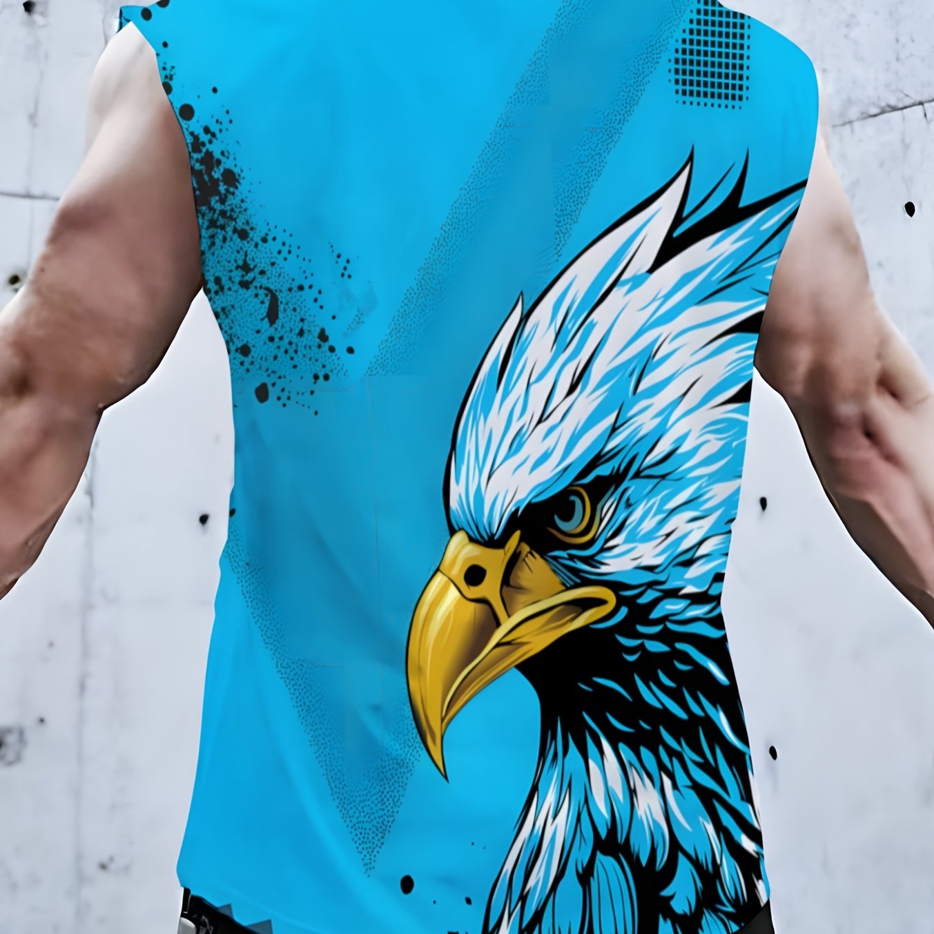 TEMU Men's Tank Top With Eagle 3d Printed Pattern, , Perfect For Summer Outdoor Leisure Sports And Seaside Vacation