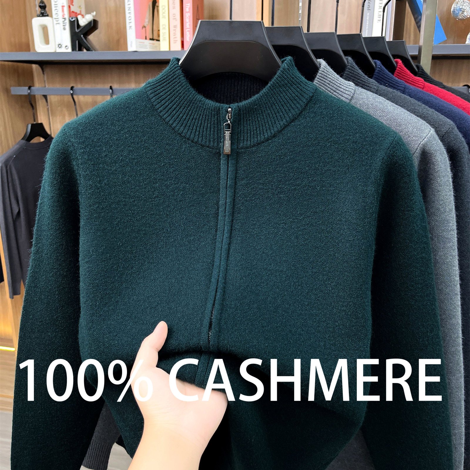 TEMU Zbzp Autumn/winter Knitted 3d Solid Color Half-turtleneck Sweater, Basic Knit Cardigan, Men's Fashion Knitwear Long-sleeve Outerwear Zyr