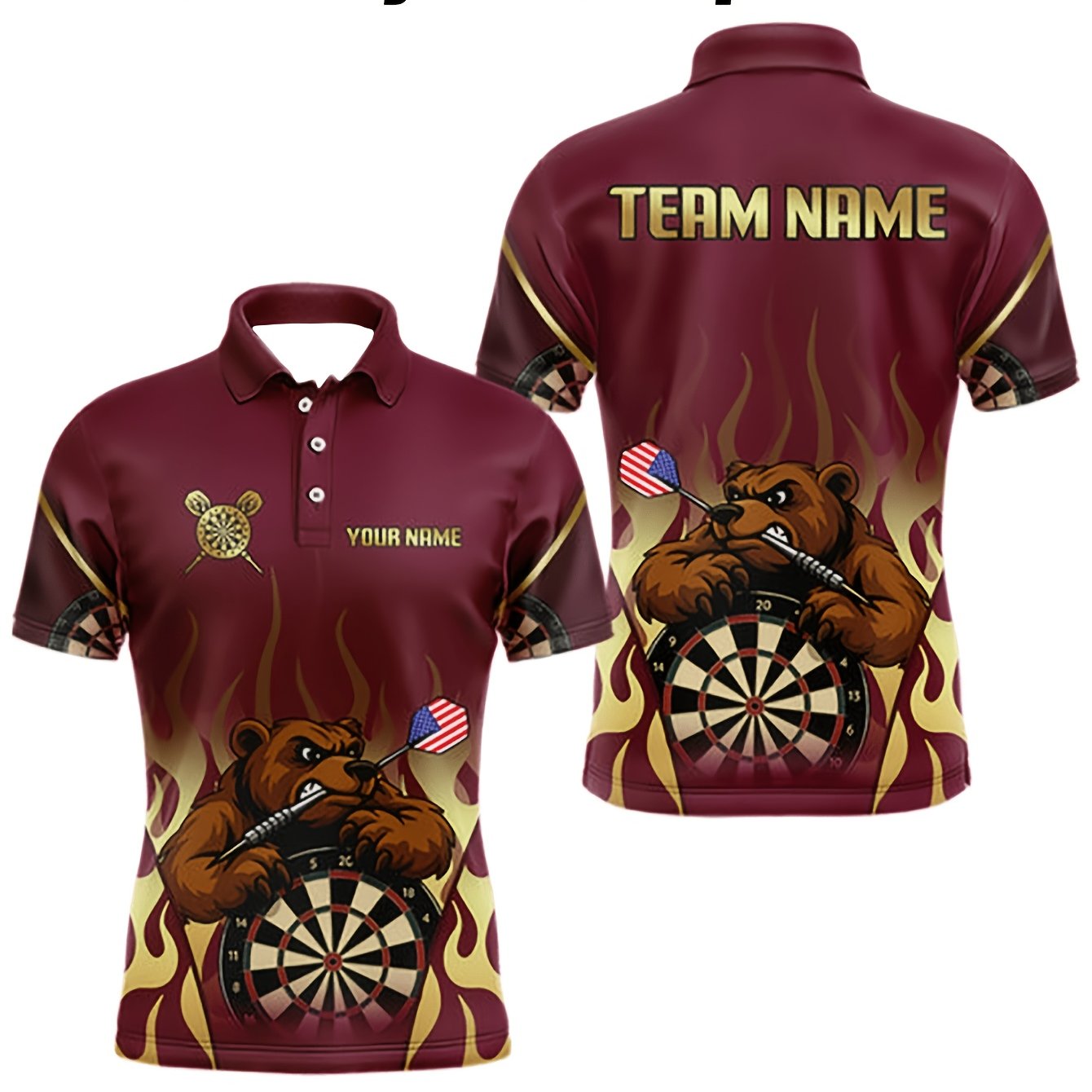 TEMU Custom Darts Team Shirts, Personalized Pattern Printing, , Breathable And Comfortable, Suitable For Competitions And Daily Wear