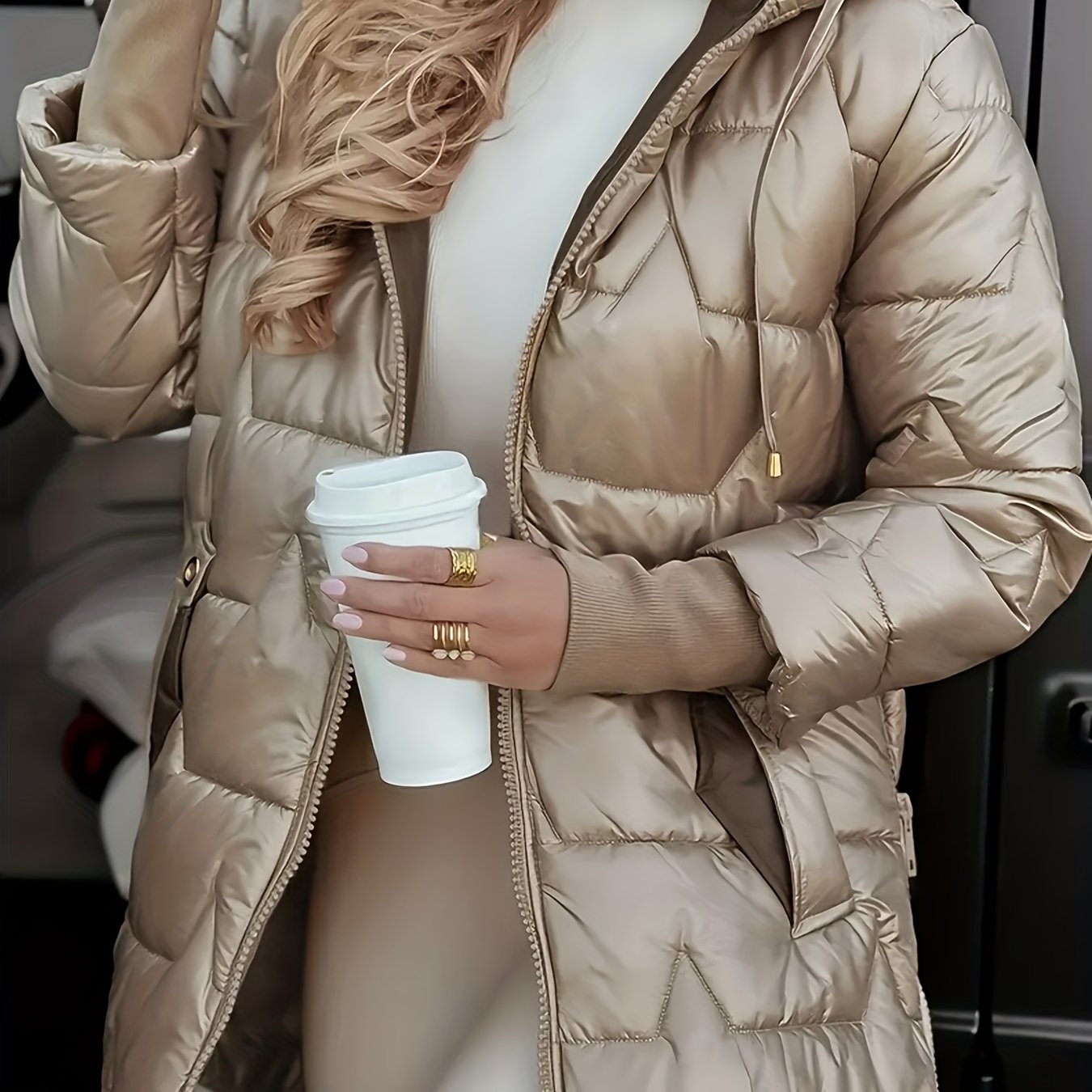 TEMU Autumn And Winter New Hooded Thickened Coat Women's Elegant Zipper Design Warm And Cold-proof Winter Jacket