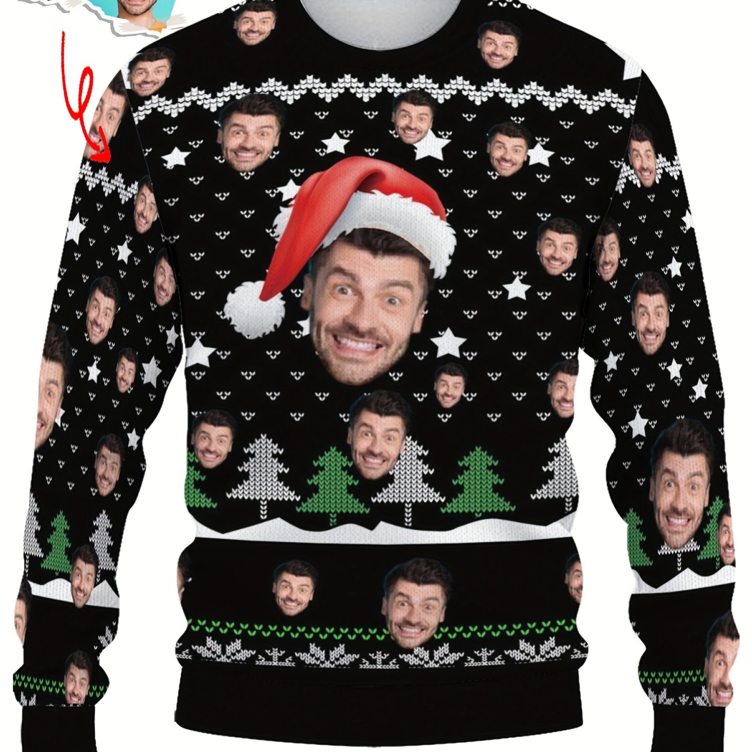 TEMU Eik Men's Pullover Sweater With Round Neck, Featuring Digital Prints, Suitable For Indoor And Outdoor Wear, Stylish Long-sleeve Sweater, A
